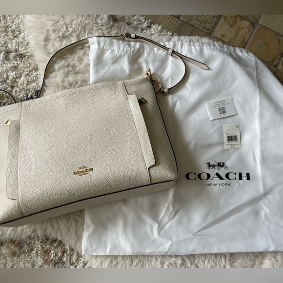 NWT Coach Scout hobo pebbled leather shoulder crossbody chalk - Picture 15 of 16